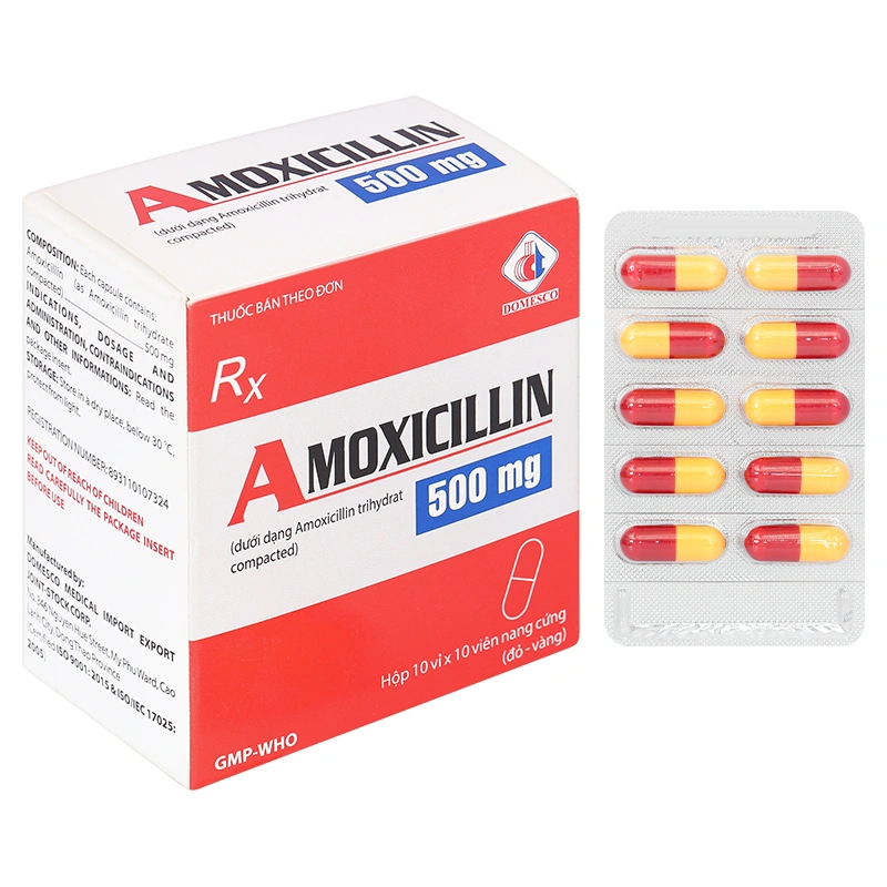Amoxicillin 500mg điều trị nhiễm khuẩn (10 vỉ x 10 viên) - 